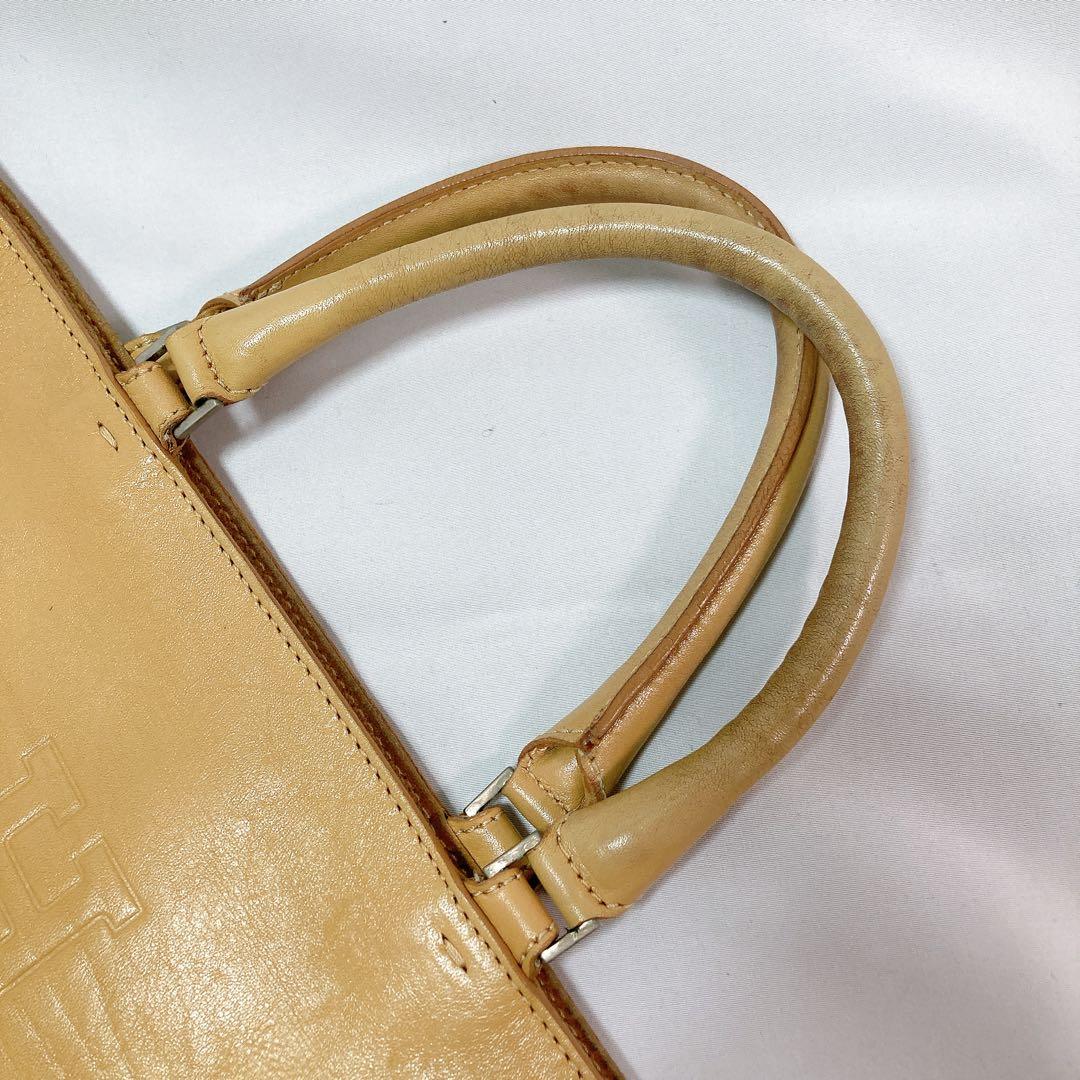 HIROFU ヒロフ トートバッグ レザー Hロゴ キャメル イタリア製 A4