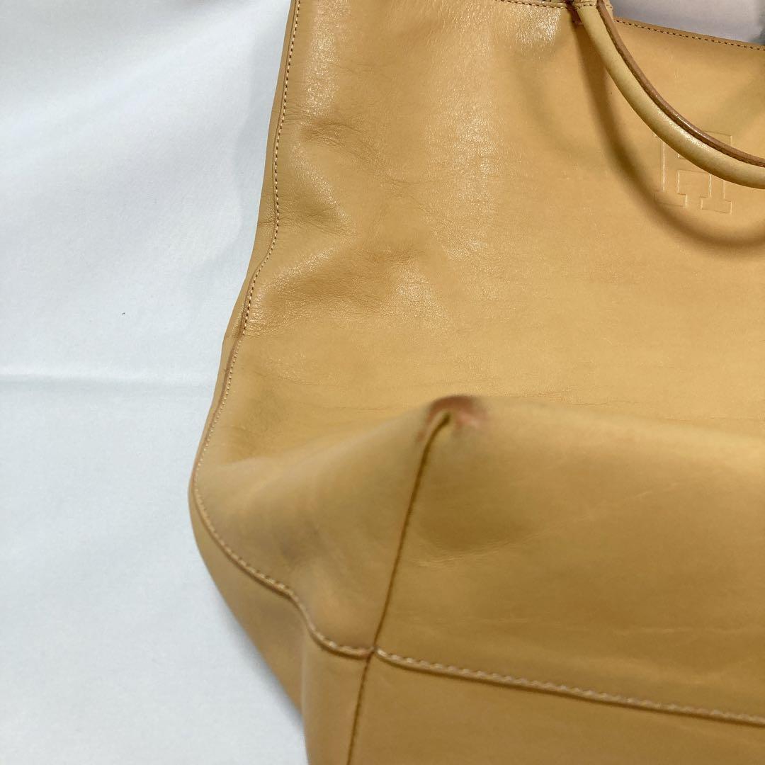 HIROFU ヒロフ トートバッグ レザー Hロゴ キャメル イタリア製 A4