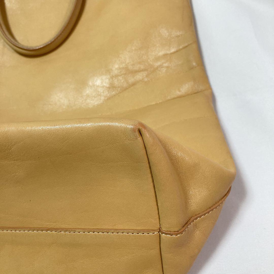 HIROFU ヒロフ トートバッグ レザー Hロゴ キャメル イタリア製 A4