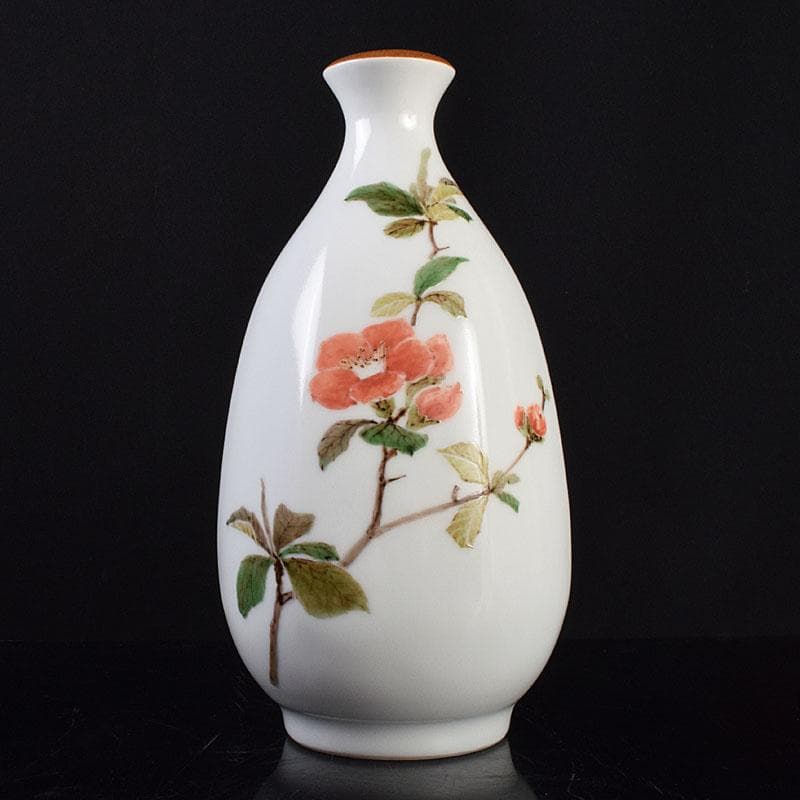 広瀬義之作　色絵　ぼけ之図　面取り壷　共布共箱　V　R9186B