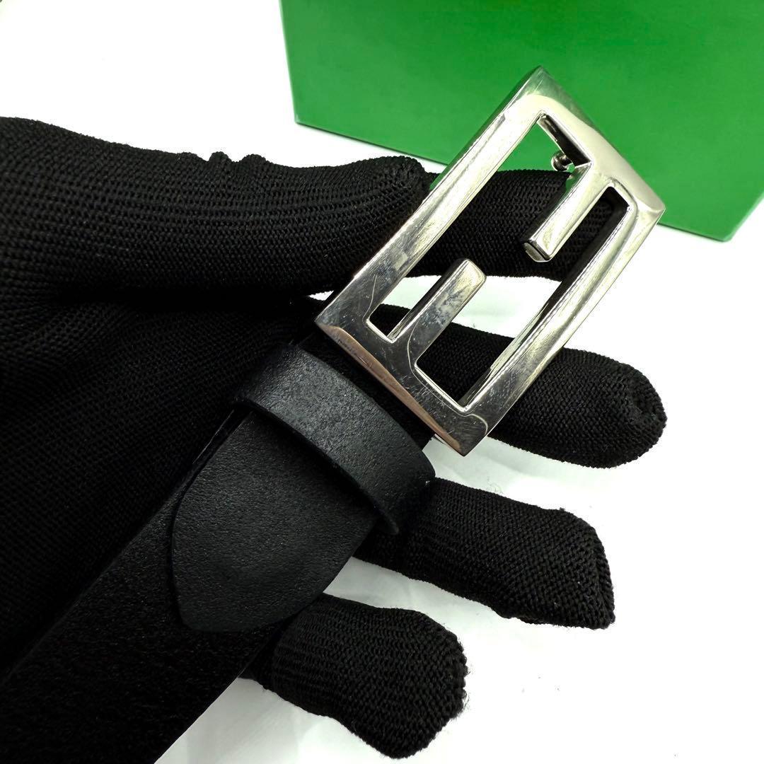 フェンディ ベルト ズッカ柄 シルバー金具 レザー ブラック