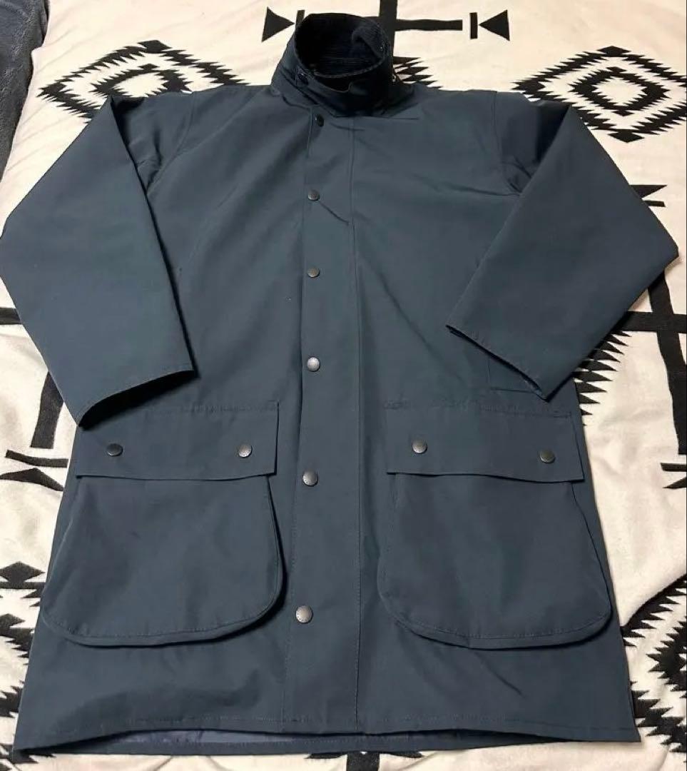 着用2回　Barbour ボーダー　42 ネイビー　2レイヤー　ノンオイル