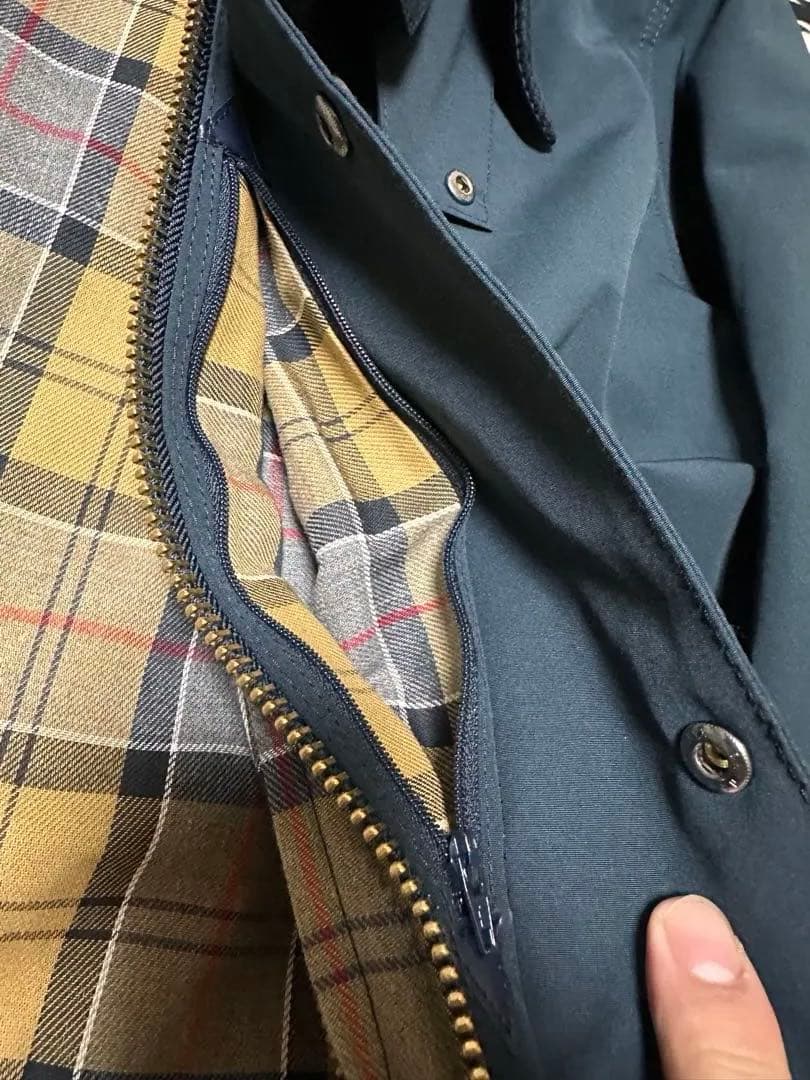 着用2回　Barbour ボーダー　42 ネイビー　2レイヤー　ノンオイル