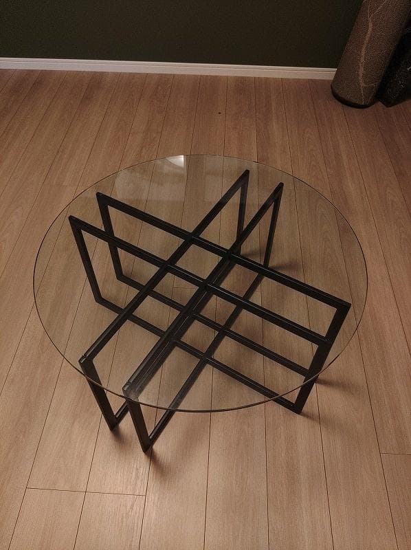 ガラステーブル / アイアン脚 / φ810㎜ / 展示品