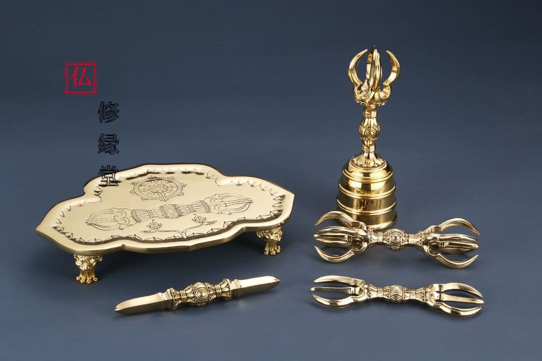 【修縁堂】仏教法具 飛行鈴鈷杵盤五点です 金剛降魔法器仏具