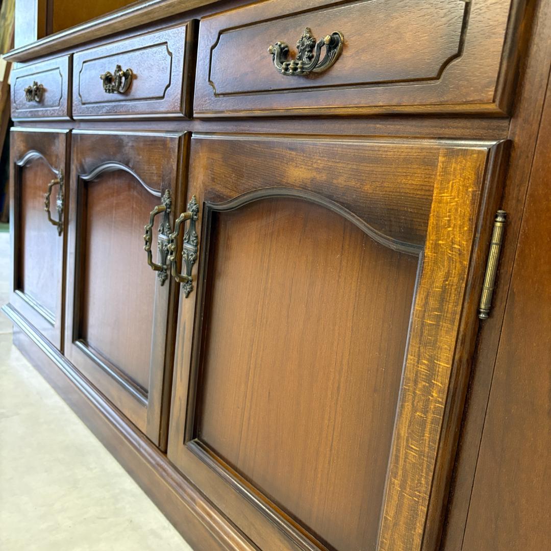 カリモク家具　レトロ家具　大型　ガラス戸棚　食器戸棚