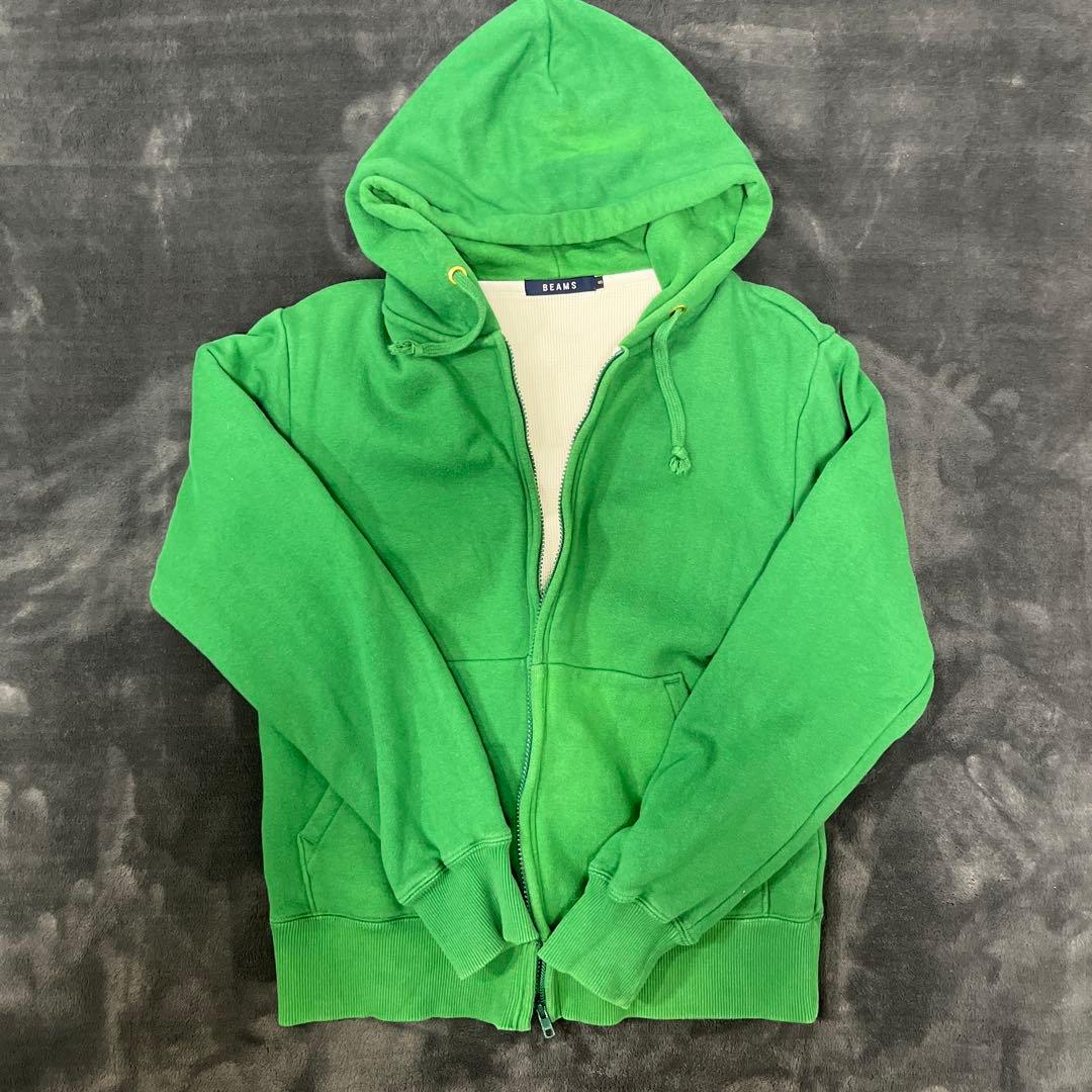 BEAMS グリーンフーディー パーカー old