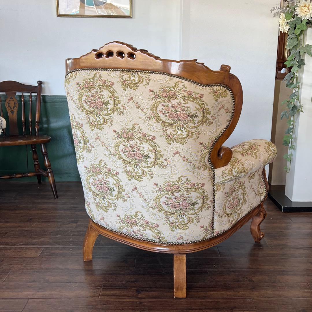 k075 クラシカルなゴブラン織りソファセット 3人掛けソファ・アームチェア2台