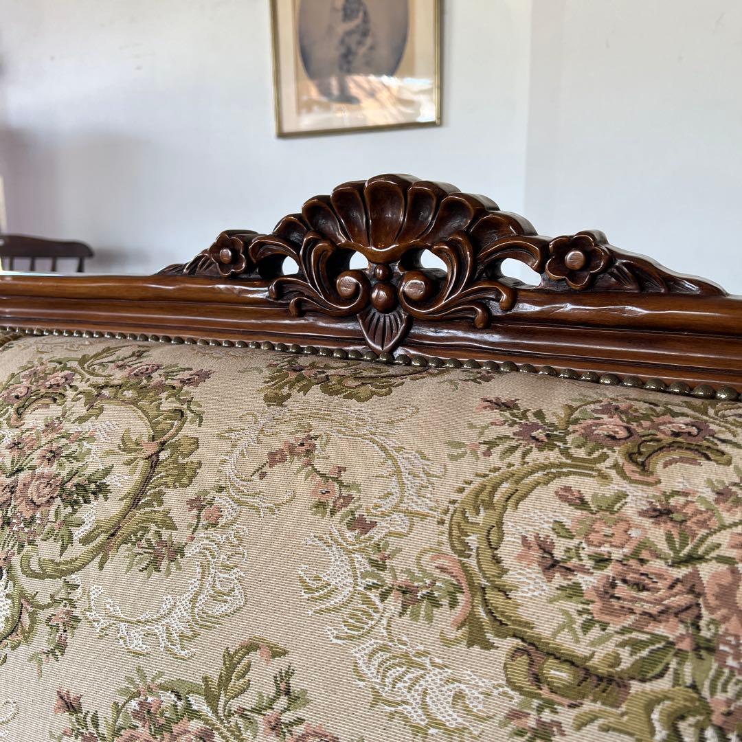 k075 クラシカルなゴブラン織りソファセット 3人掛けソファ・アームチェア2台