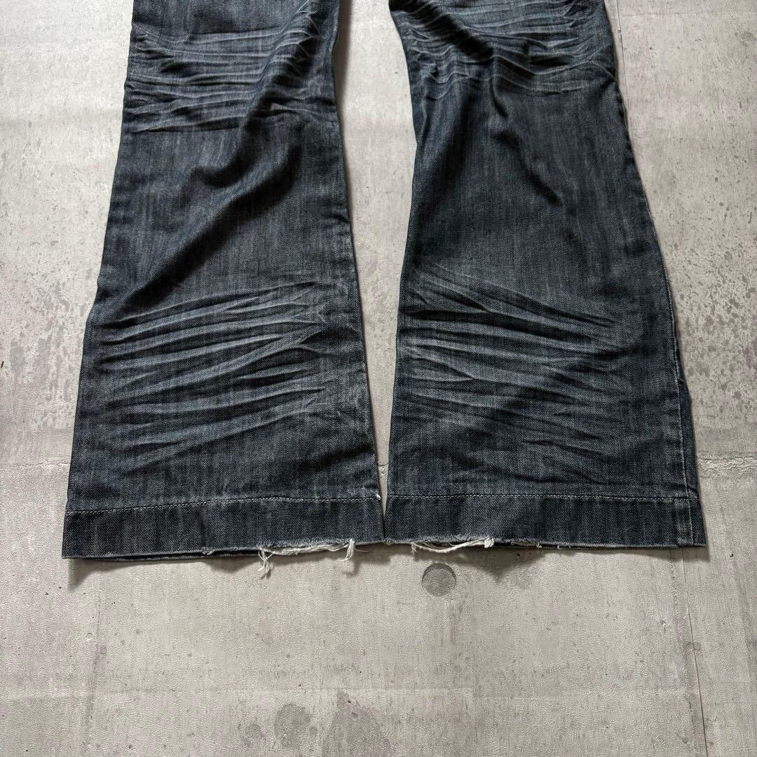 00s archive flare denim pants y2k 鬼髭 裾広
