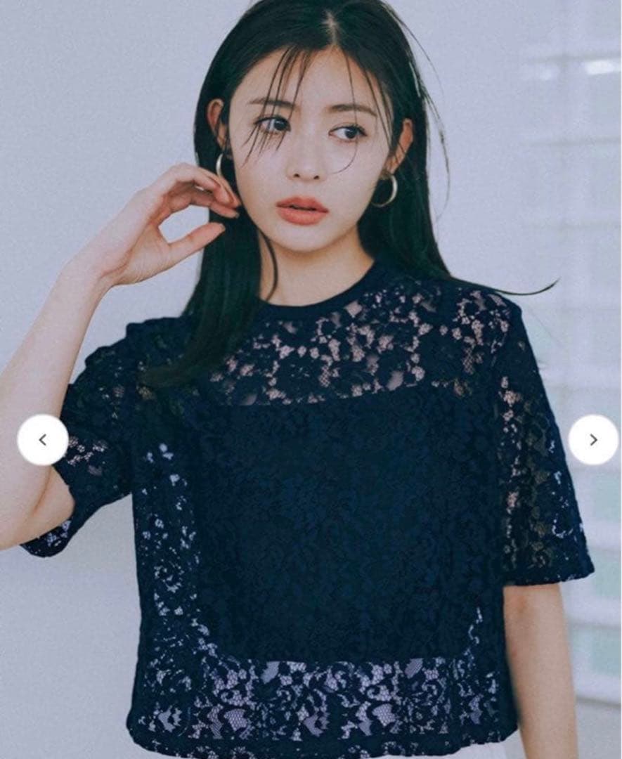 新品　ルーニィ　クロップドレースブラウス　ネイビーM 佐藤佳菜子コラボ