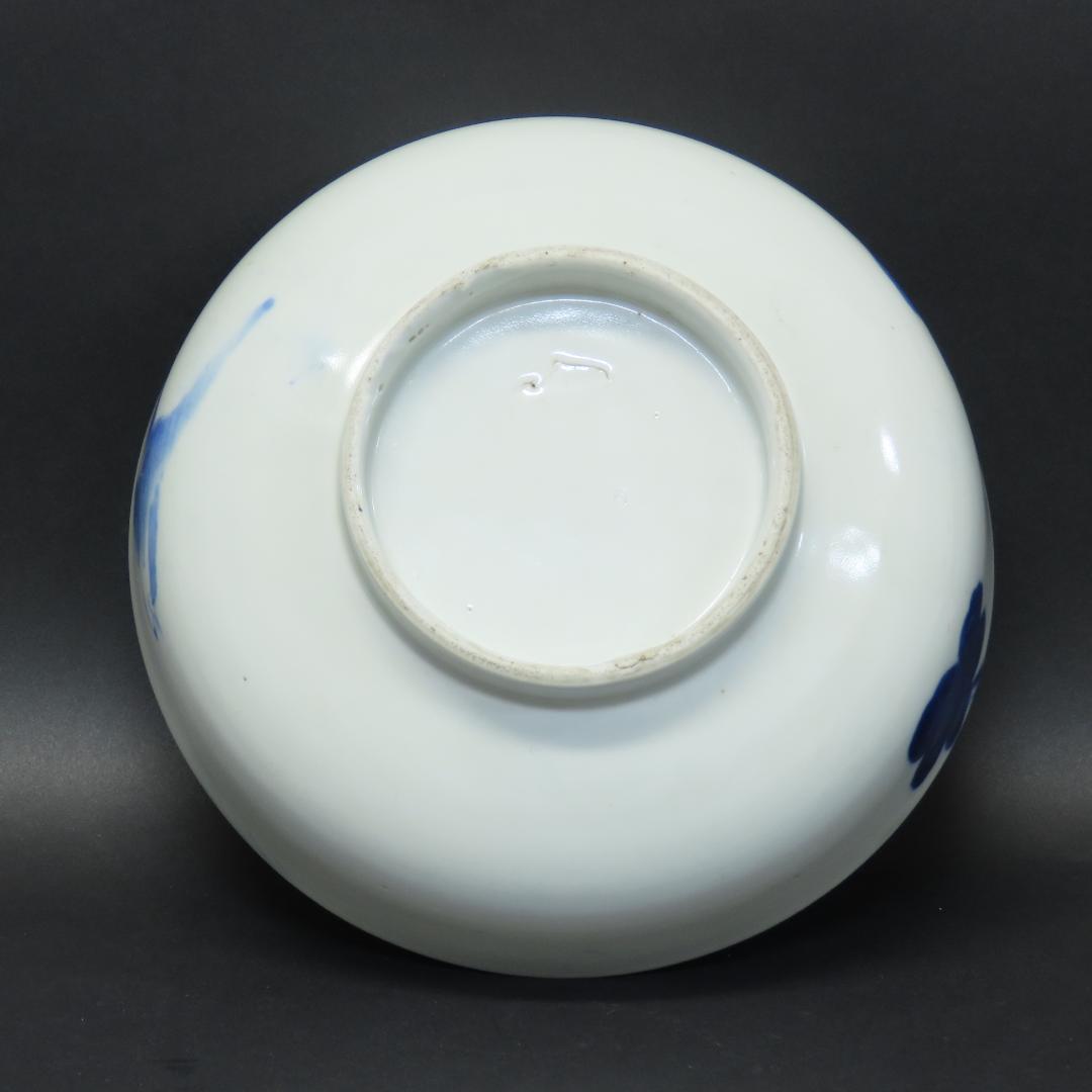 ⭕412 古伊万里 染付 大小平鉢 二ツ鉢 花鳥文 明治時代