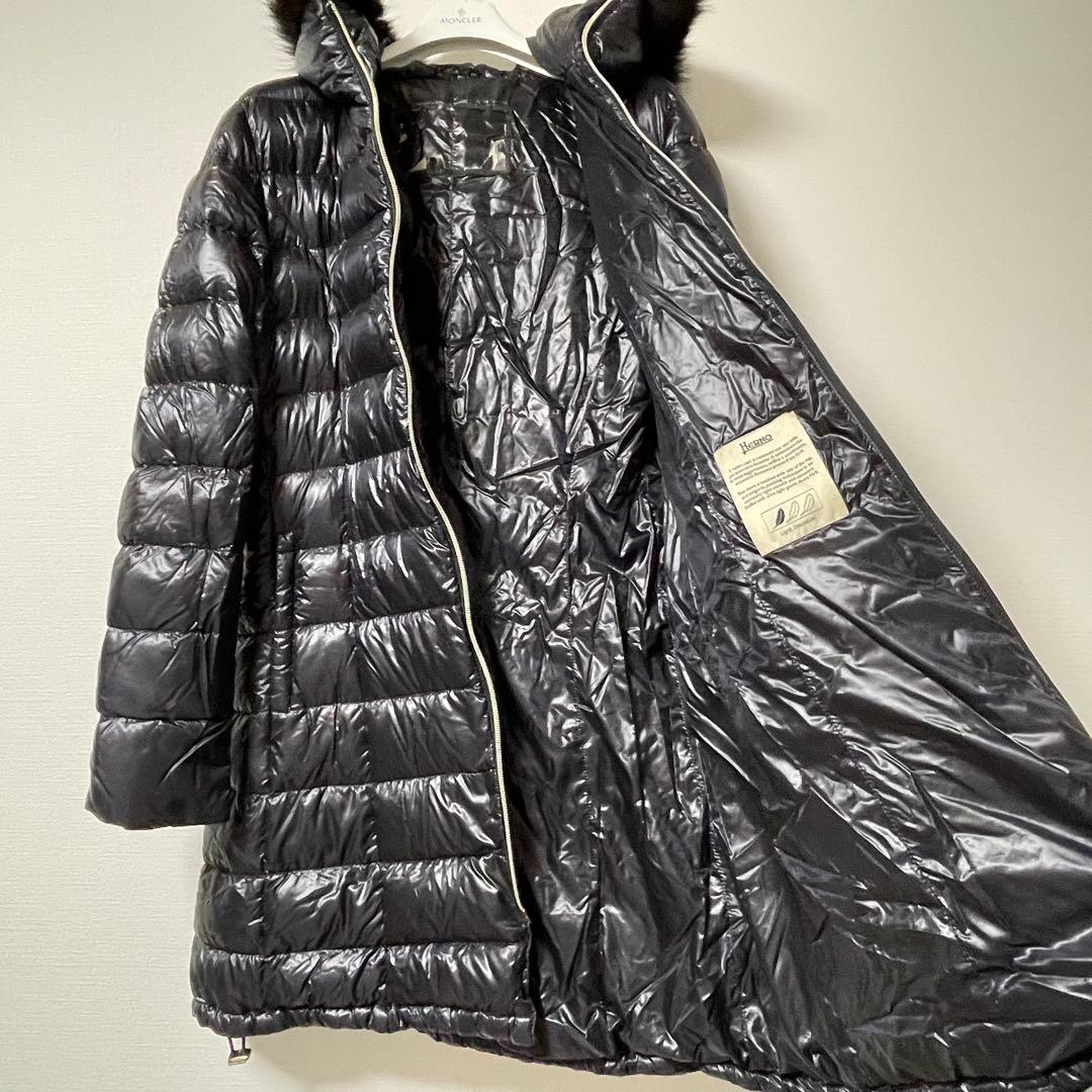 XXLサイズ　ヘルノ　ダウンコート　ロング　ブラック　44 ファー