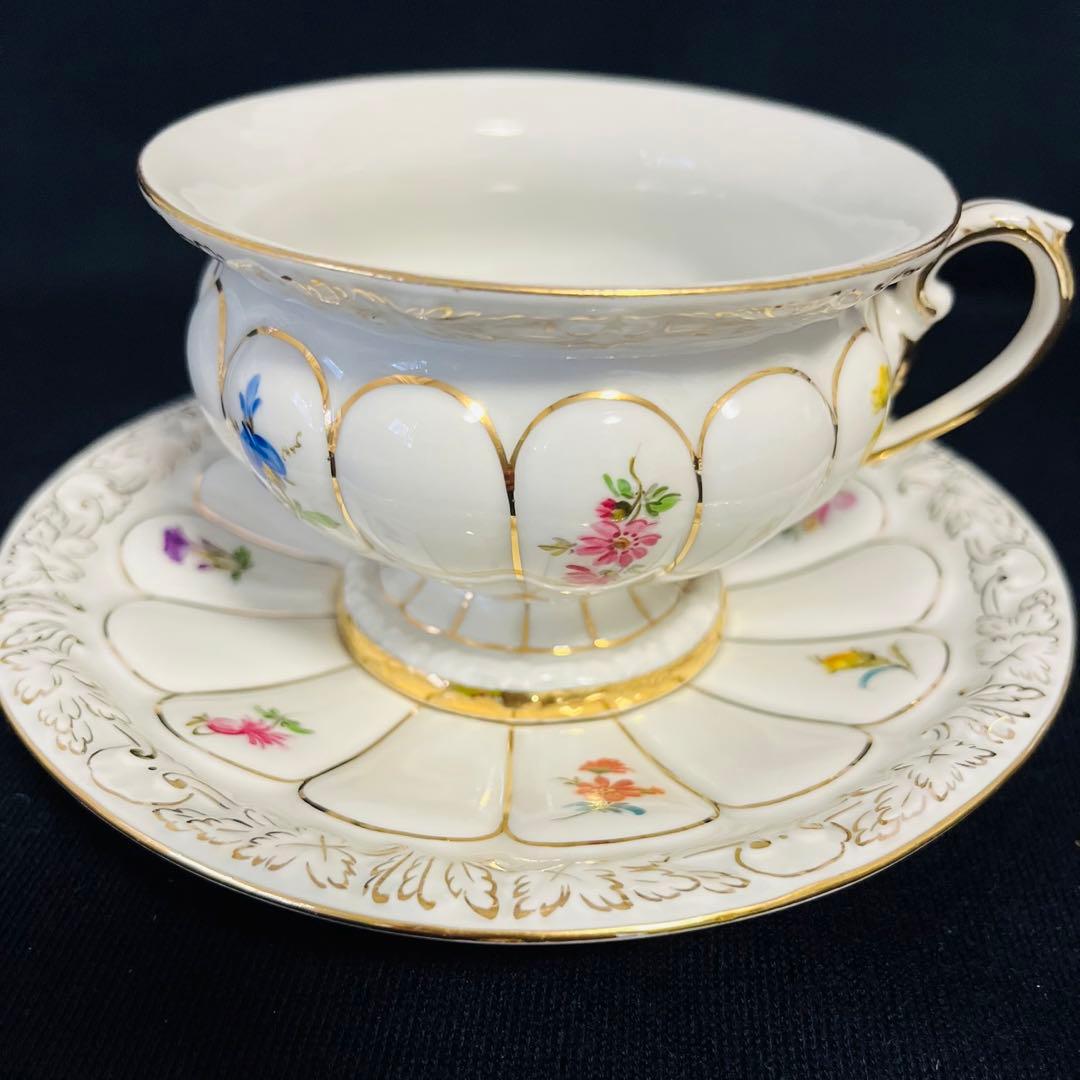 アンティークマイセン　グランツゴールド  Xフォーム　宮廷の小花