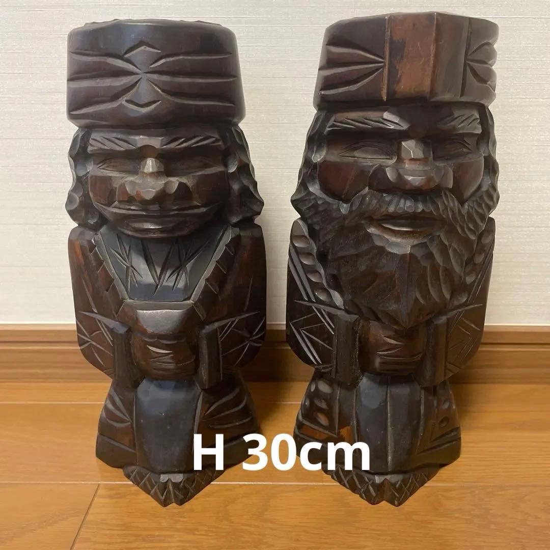 アイヌ木彫り 民芸品 1960年代 ヴィンテージ ニポポ人形 民芸品 置物 夫婦