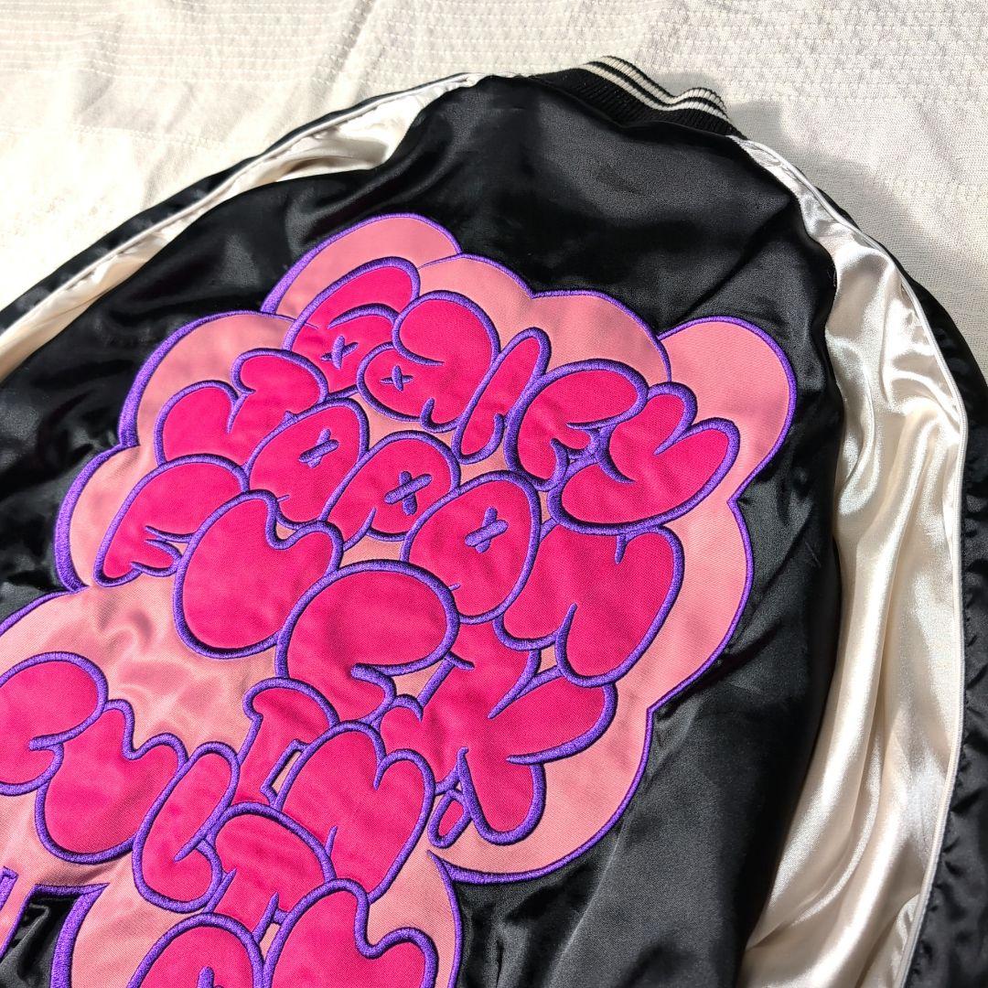 GALFY スカジャン リバーシブル 黒 ターコイズ 刺繍 L