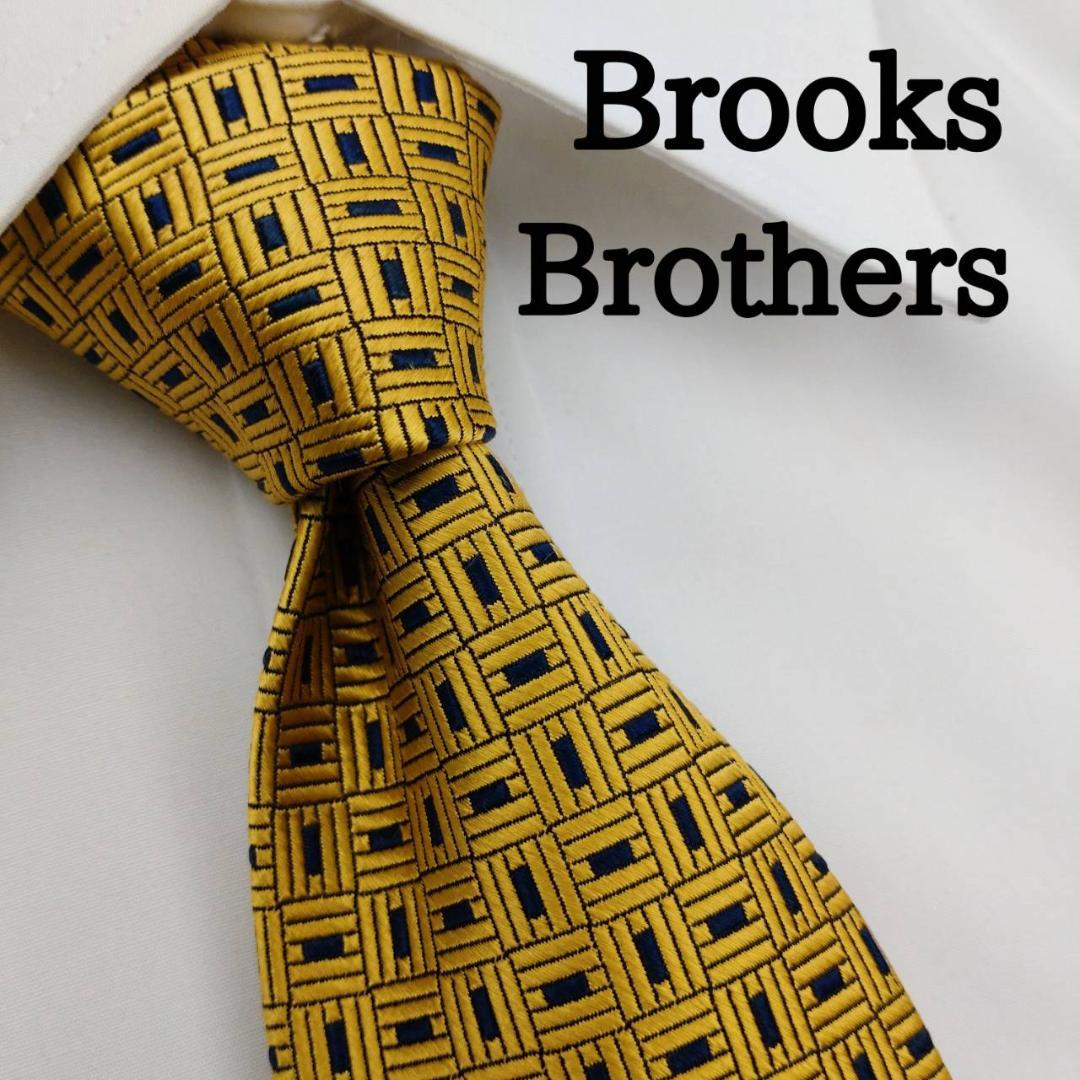 ブルックスブラザーズ 高級シルクネクタイ 総柄 ベージュ