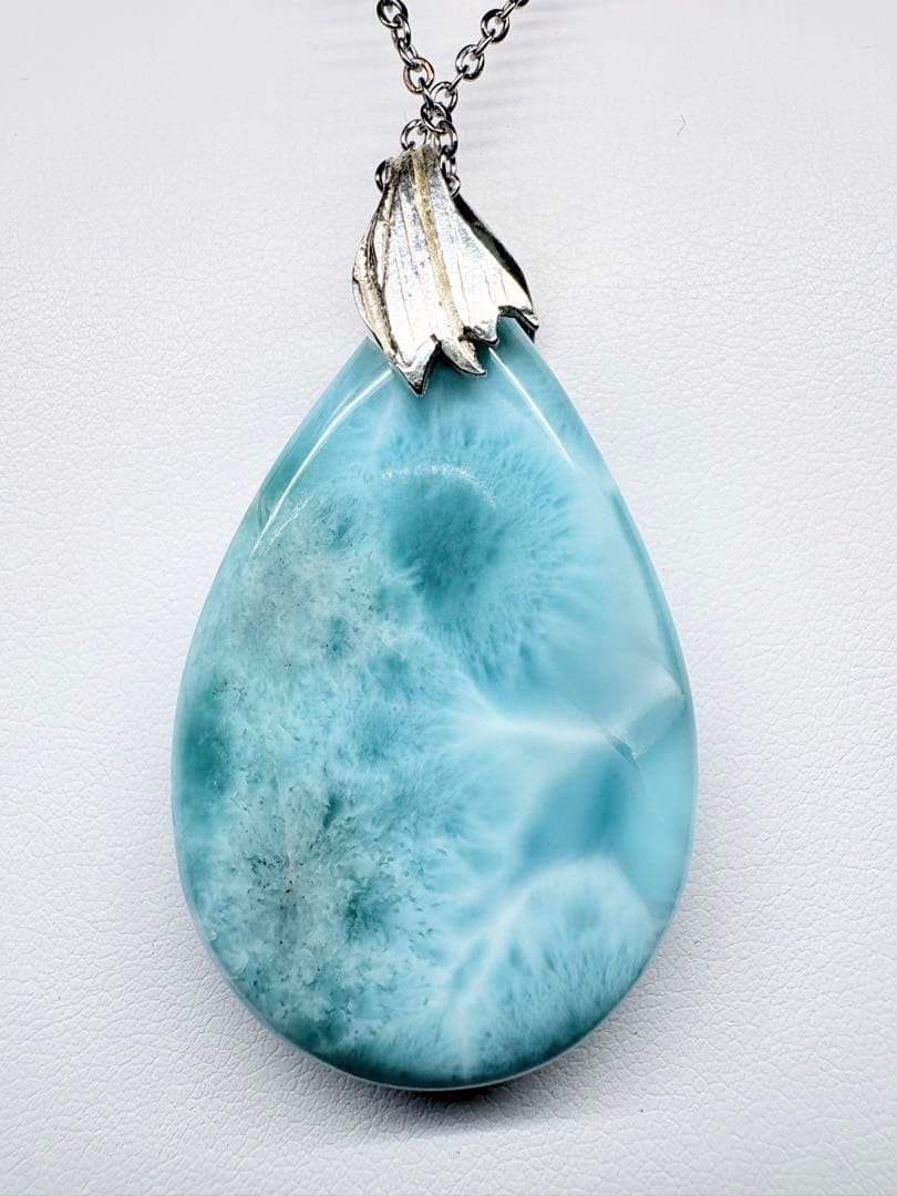 天然石ラリマー　滴型ペンダント 約43.2mm　No.7