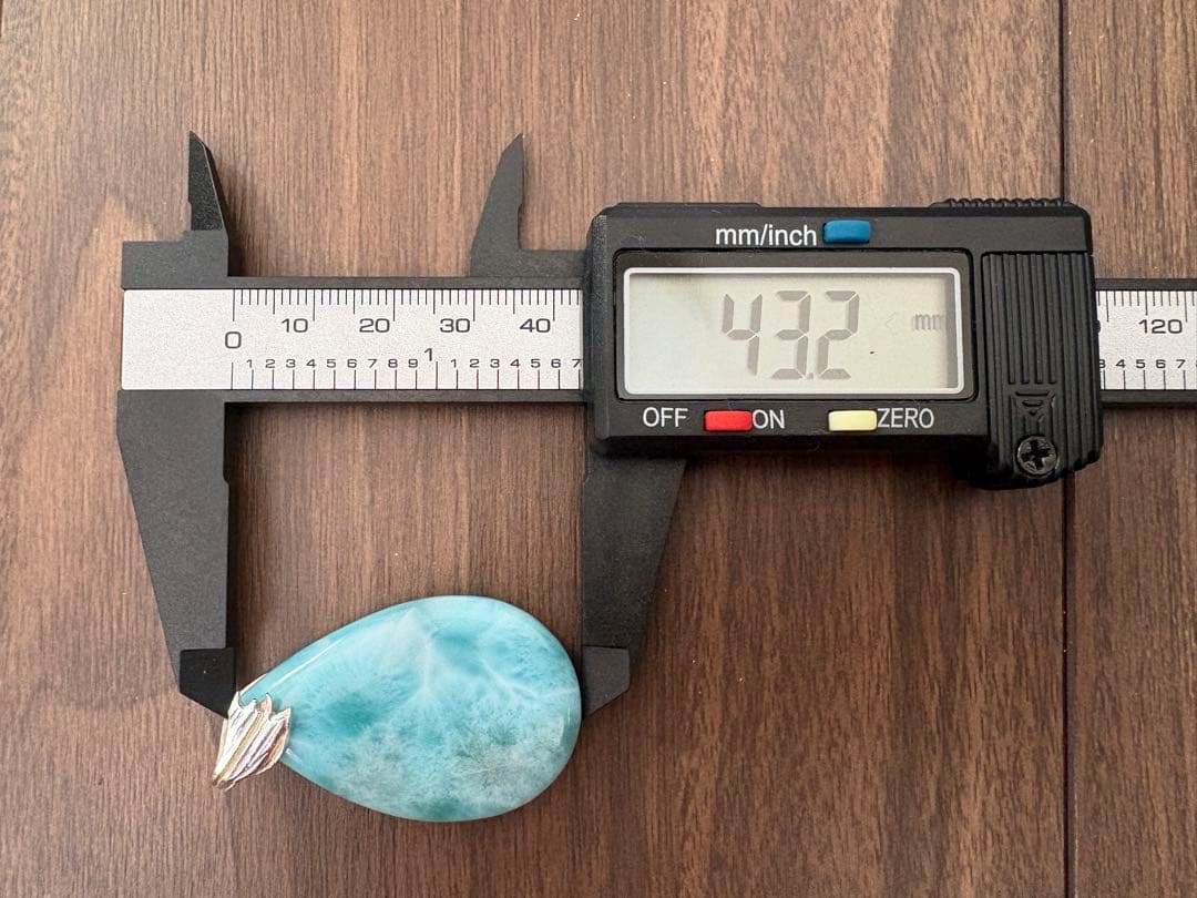 天然石ラリマー　滴型ペンダント 約43.2mm　No.7