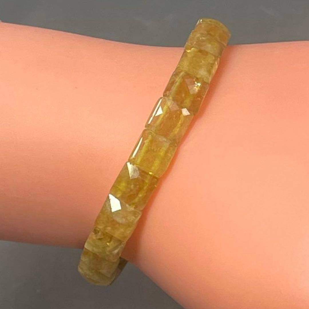 BRY0967⭐️イエロートルマリンスクエアカットブレス⭐️天然石　パワーストーン