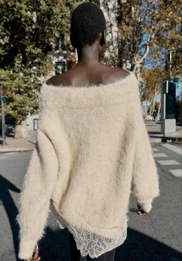 ZARA ザラ レースコンビニットセーター S