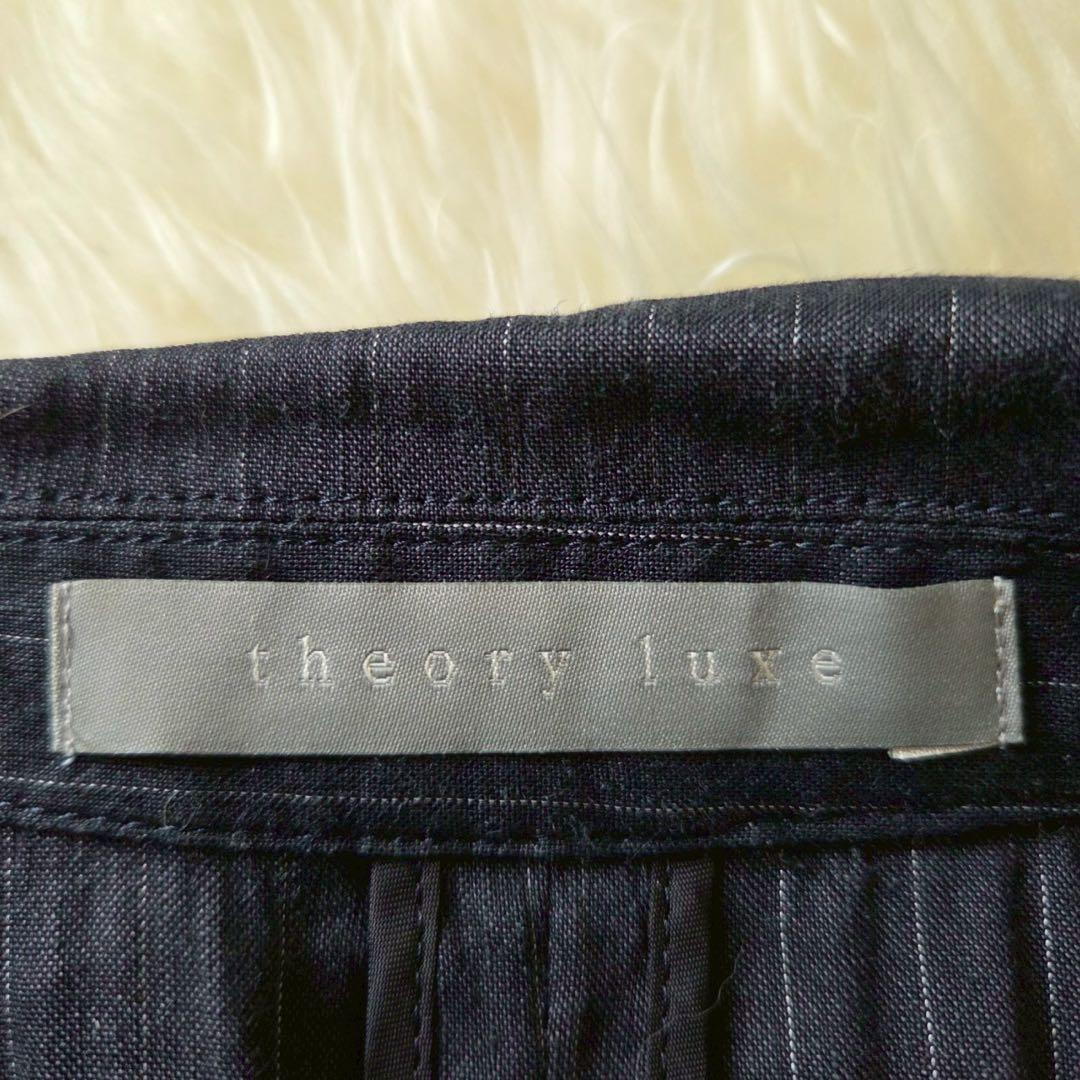 美品✨セオリーリュクス パンツスーツセットアップ ストライプ リネン ネイビー