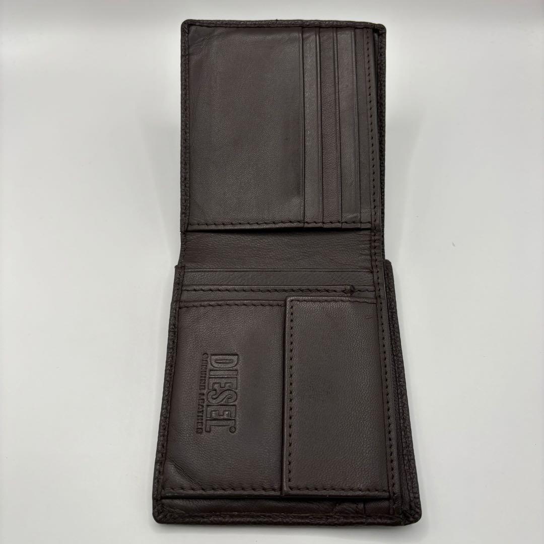 DIESEL 二つ折り財布　ブラウン x0844 レザー　Dロゴ　ダークブラウン