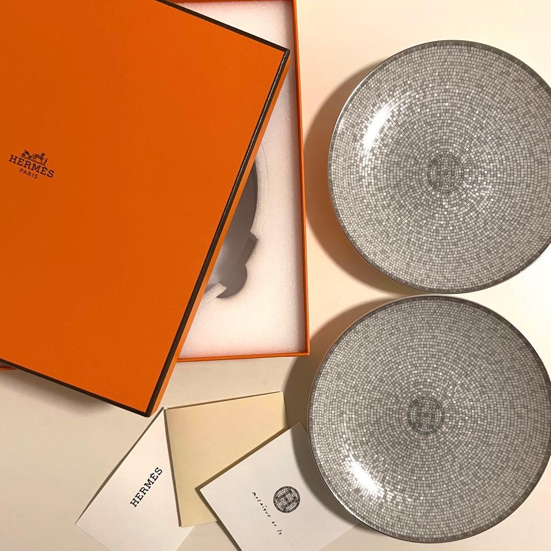 値下げしました！HERMES新品未使用モザイク24プラチナプレート