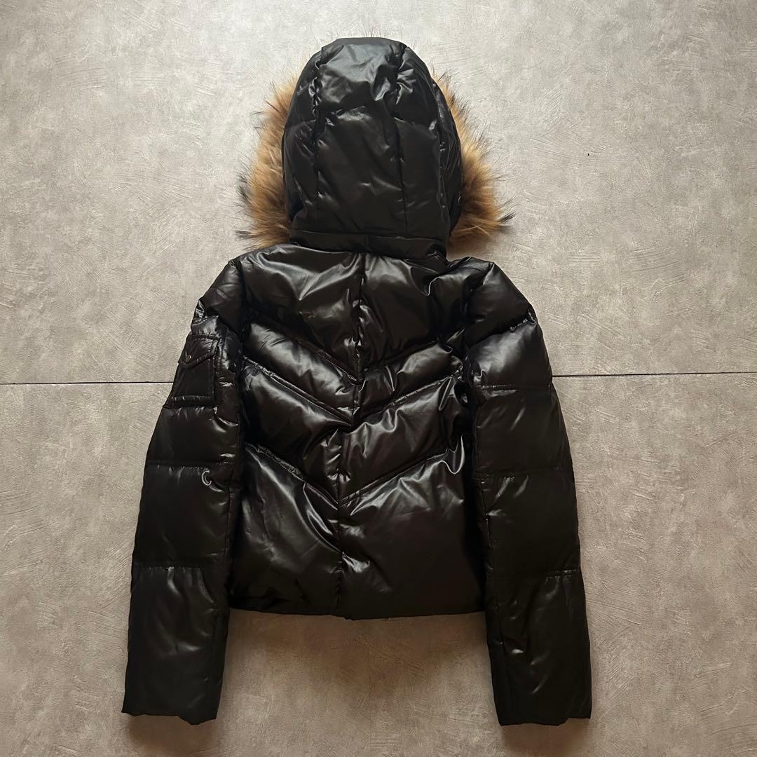 ジャケット・アウター grunge hood fur down jacket y2k black
