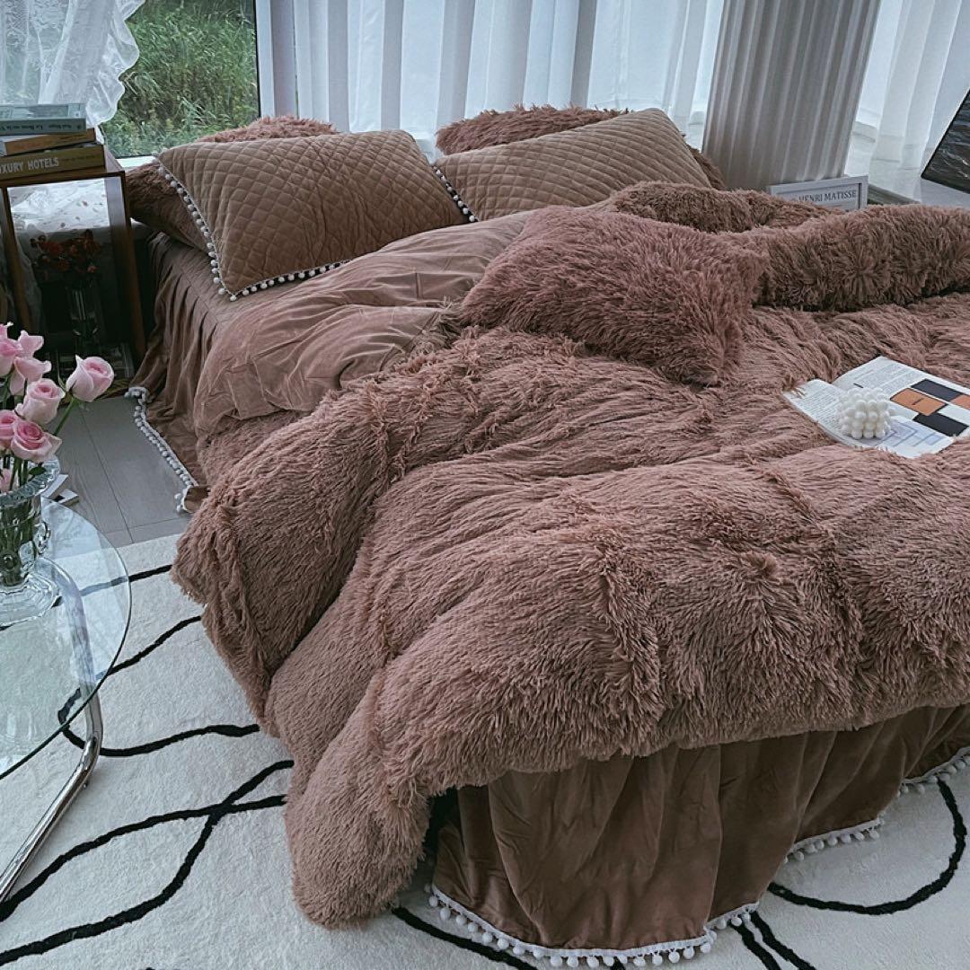 セミダブル フリースカバーセット ブラウン