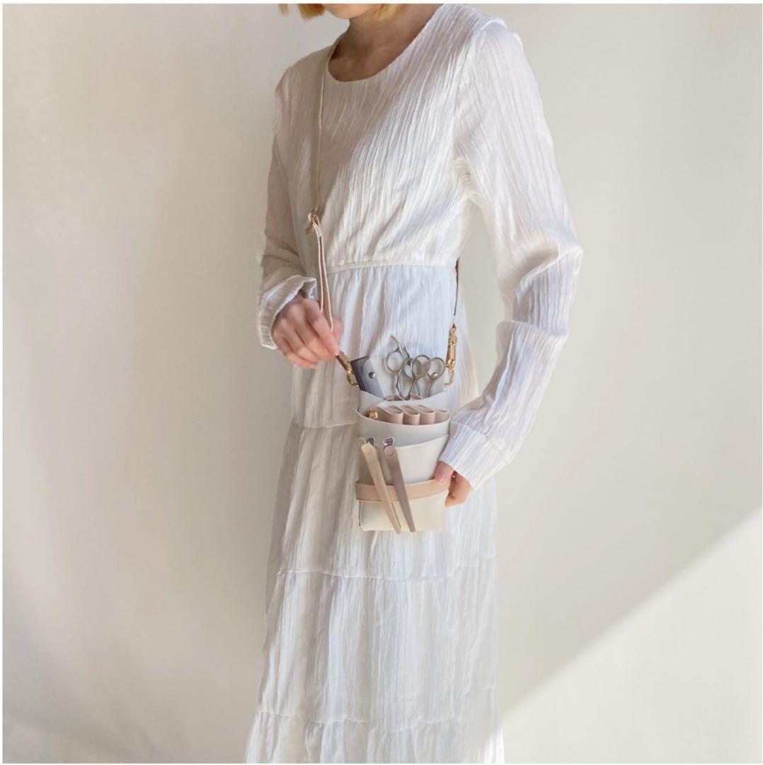 【新品】シザーケース DEEDS シエーナ 4〜6丁 アイボリー×ピンクベージュ