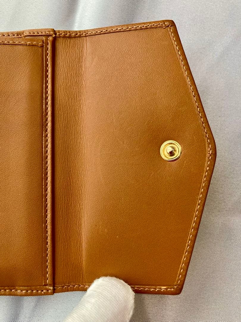セリーヌ　三つ折り財布　レザー　茶色