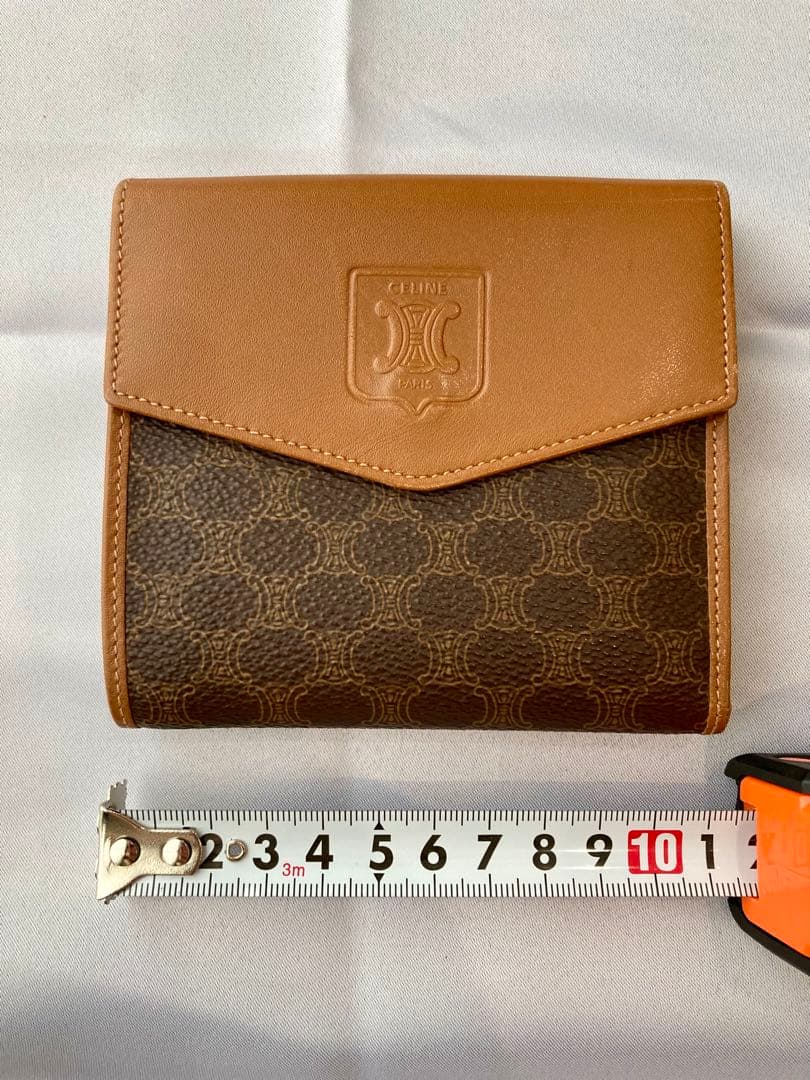 セリーヌ　三つ折り財布　レザー　茶色