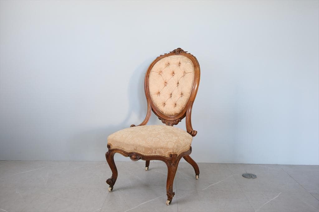 英国アンティーク猫脚ナーシングチェア/イス/ソファ/腰掛け椅子(89-272-1