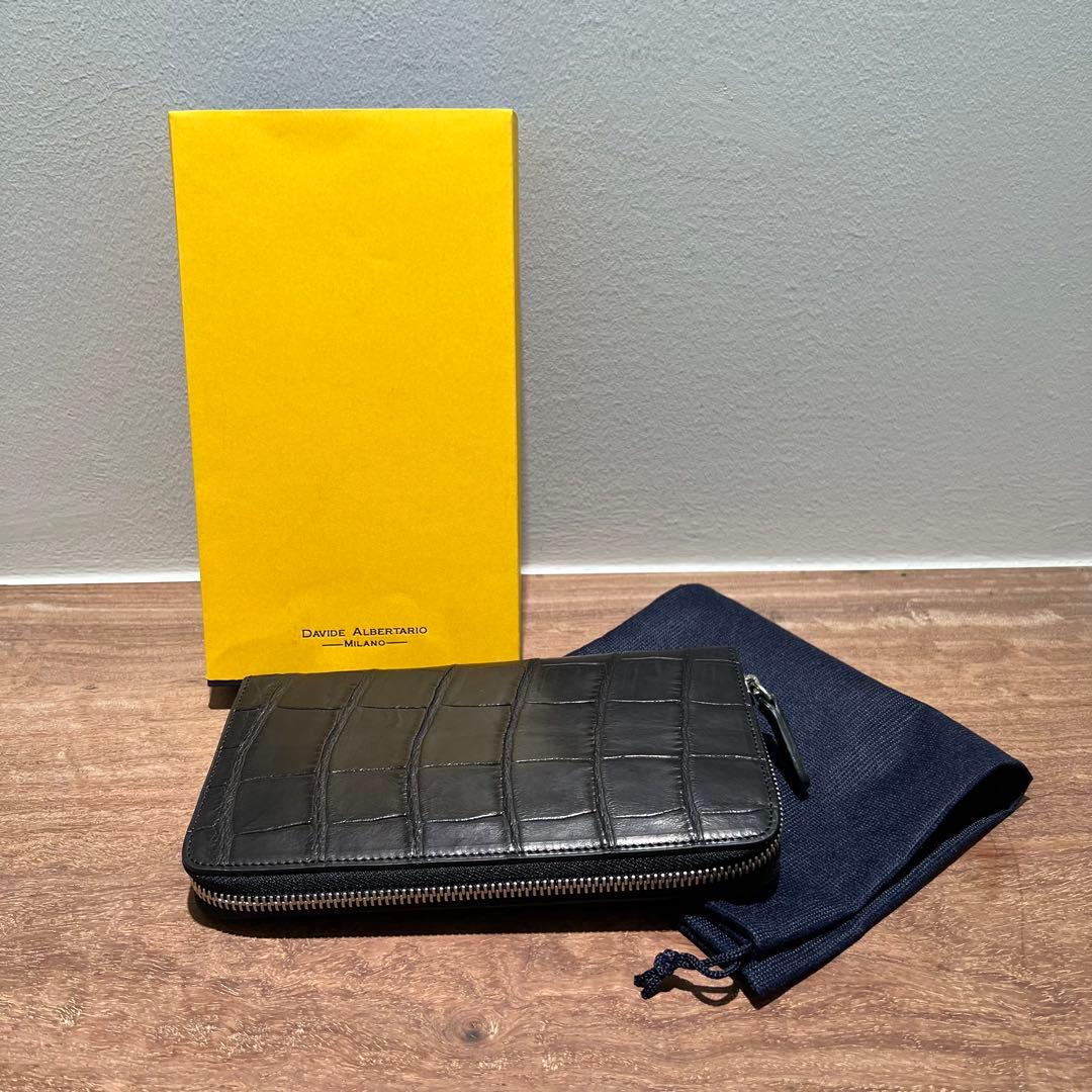 【新品未使用品】ダビデアルベルタリオ 長財布 クロコダイル 黒 ラウンドジップ