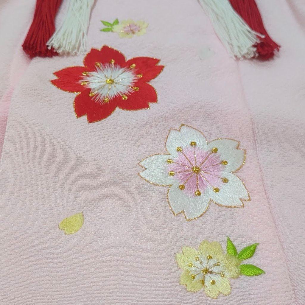 七五三 3歳 女の子 正絹 祝い着 5点 フルセット（被布・長襦袢・草履・鞄）