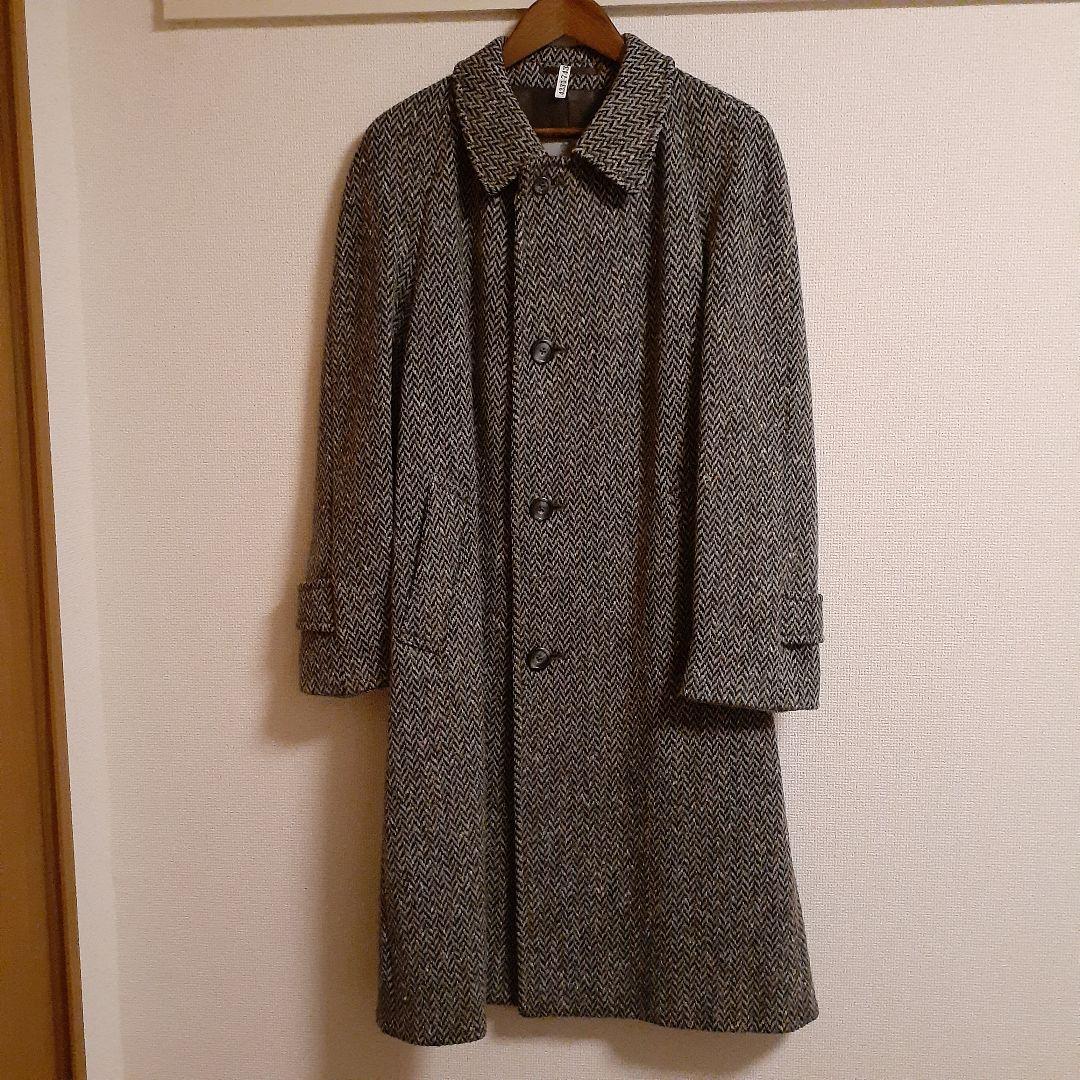 Aquascutum イングランド製　アイリッシュツイード　ステンカラーコート