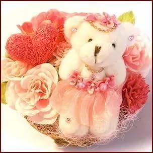 高級造花 アーティフィシャルフラワー ピンクベアアレンジ
