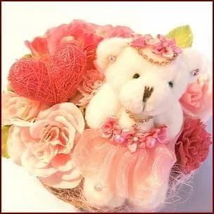 高級造花 アーティフィシャルフラワー ピンクベアアレンジ
