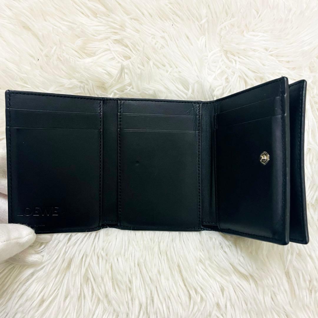 極美✨ロエベ 三つ折り財布 トライフォールド レザー ブラック 現行