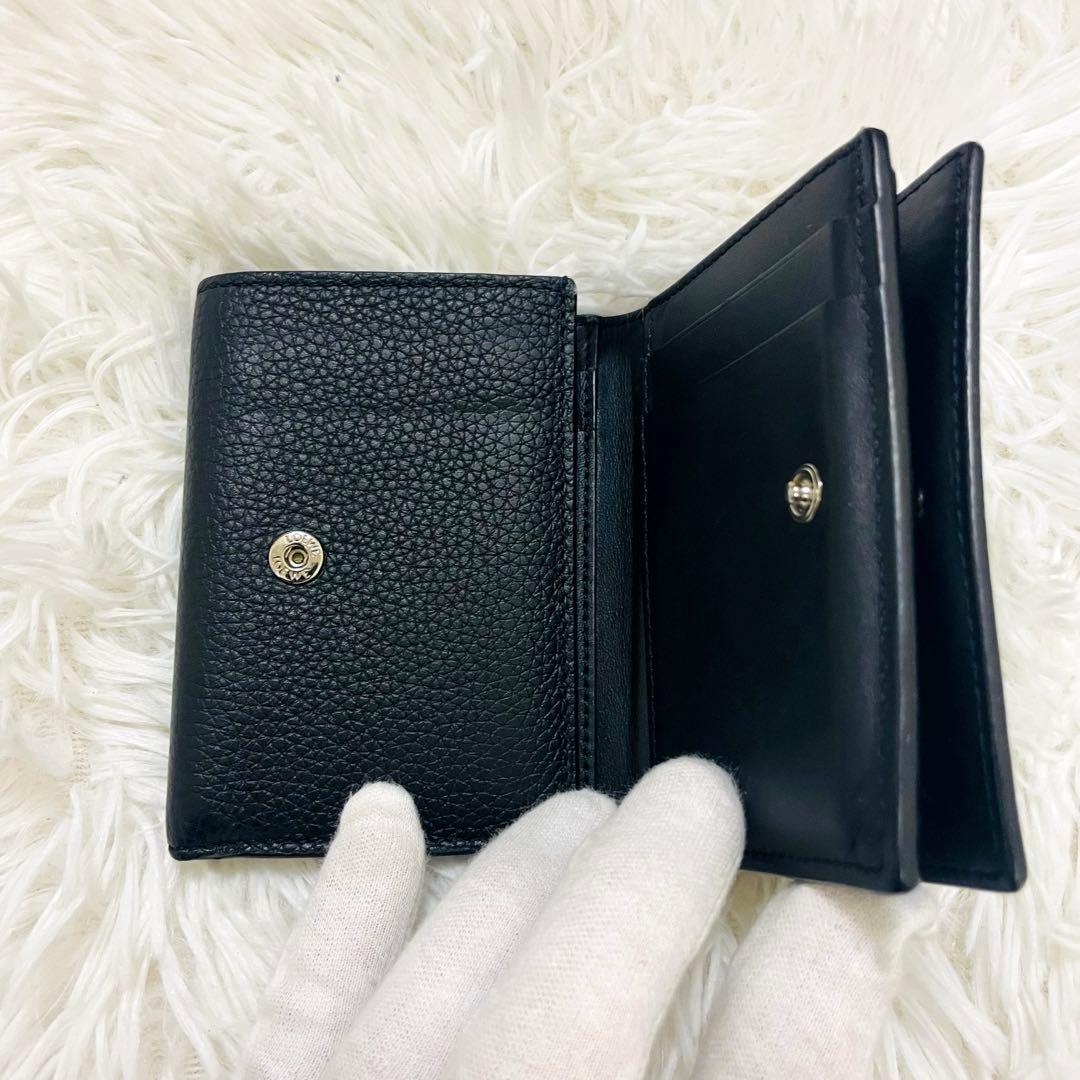 極美✨ロエベ 三つ折り財布 トライフォールド レザー ブラック 現行