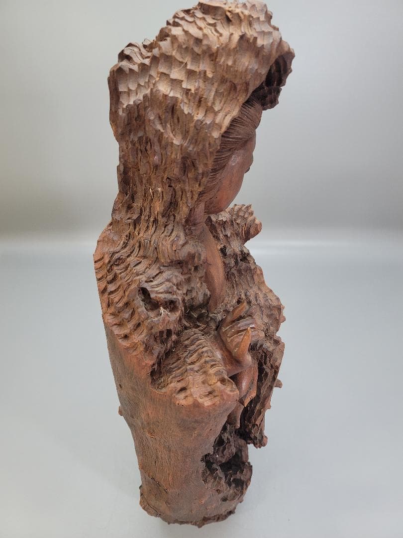 龍眼木 彫刻 観音菩薩 高62cm