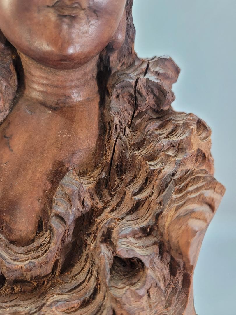 龍眼木 彫刻 観音菩薩 高62cm