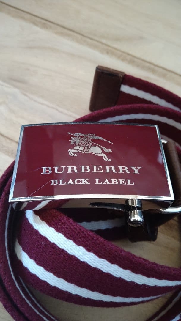 BURBERRY BLACK LABEL ストライプベルト　ロゴバックル