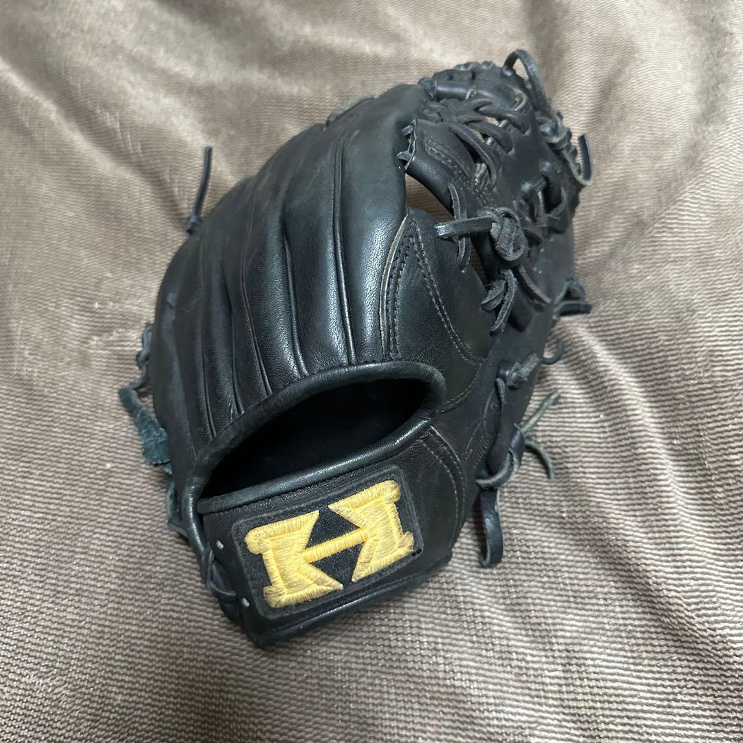 【極美品】野球グローブ　軟式内野手用グローブ　ハイゴールド(ブラック)