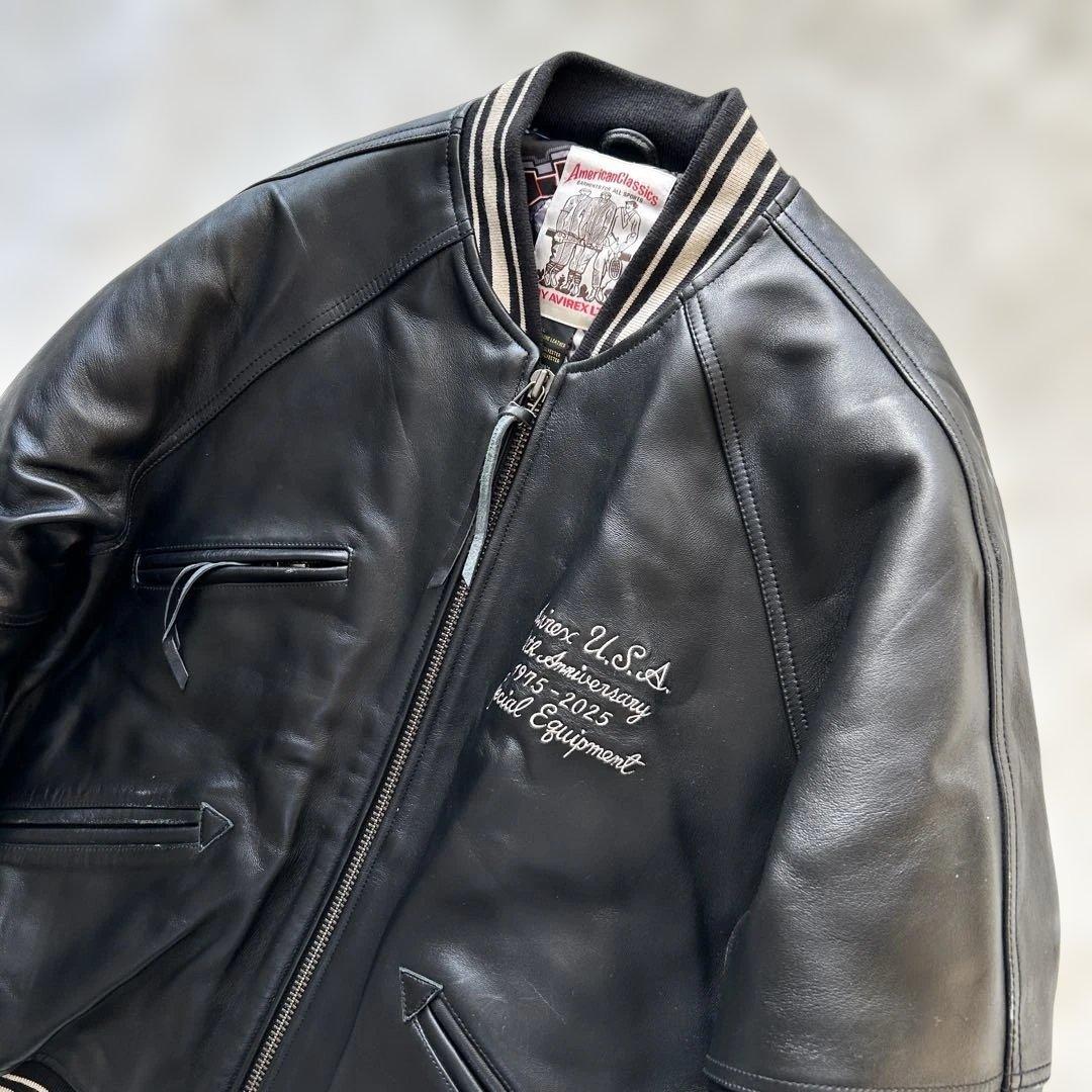 【希少2XL】アヴィレックス　50周年　バーシティジャケット レザージャケット