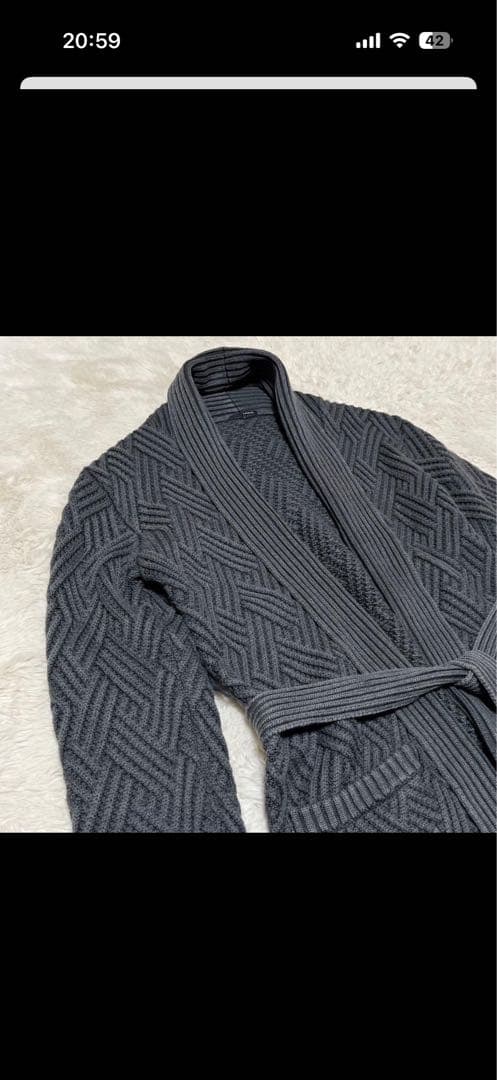美品　メンズ　LARDINI ラルディーニ　ガウン　カーディガン　ベルト　ウール