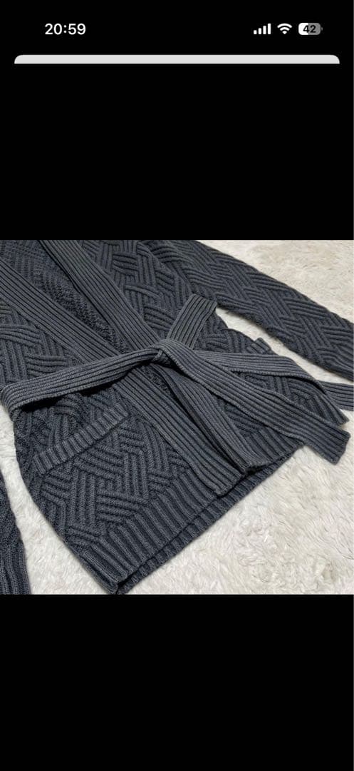 美品　メンズ　LARDINI ラルディーニ　ガウン　カーディガン　ベルト　ウール