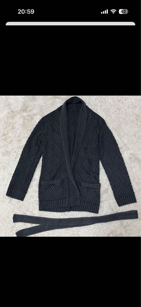 美品　メンズ　LARDINI ラルディーニ　ガウン　カーディガン　ベルト　ウール