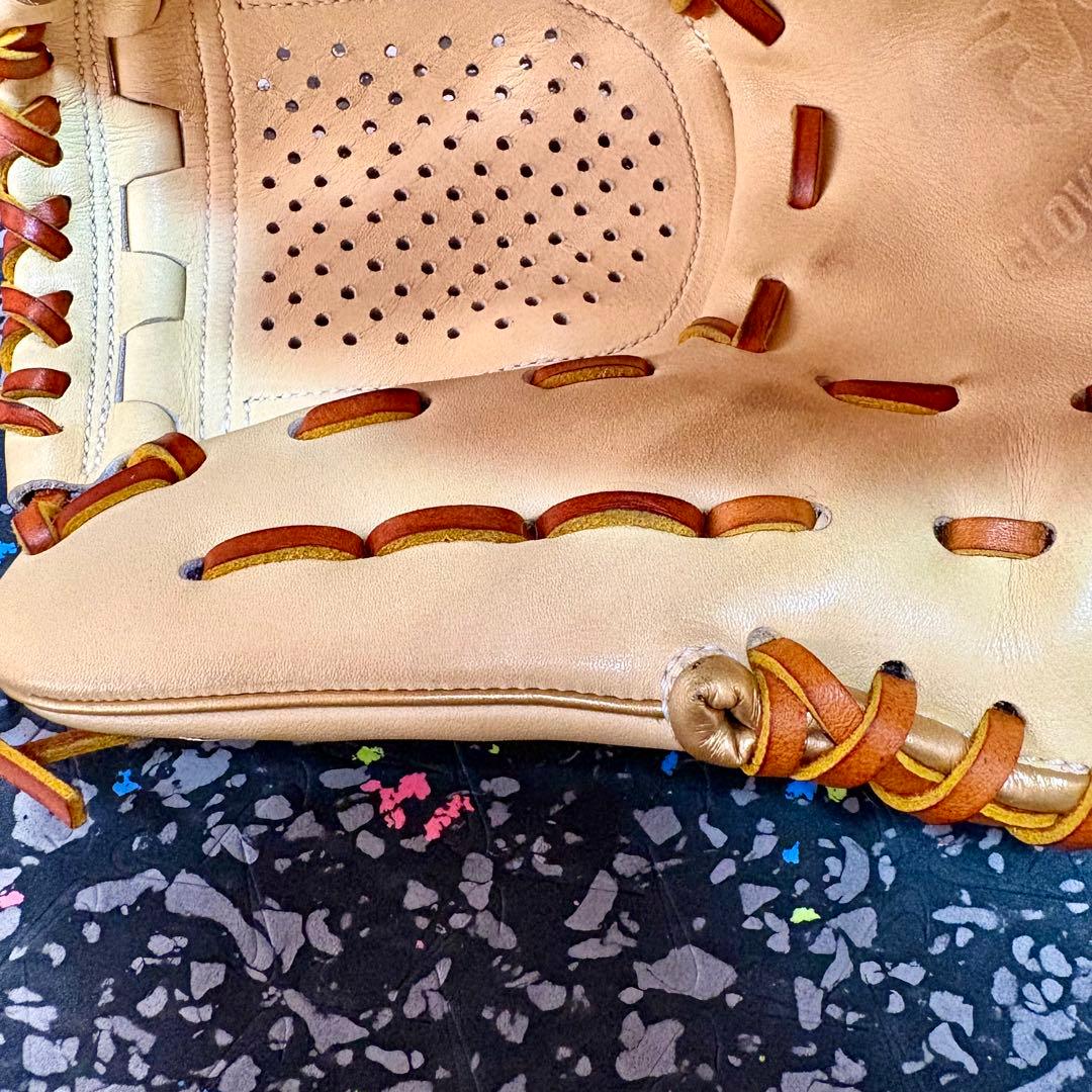 RYUリュウ 軟式硬式兼用 グローブ クリーム 内野用 内野手用 ゴールドヘリ革